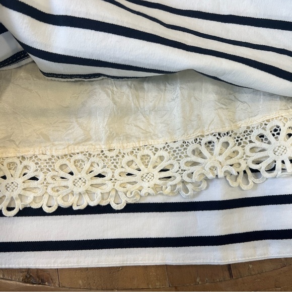 Anthropologie Maeve Chessia Navy Stripe Lace Dress Nautical Preppy Lace 2 - Picture 7 of 11